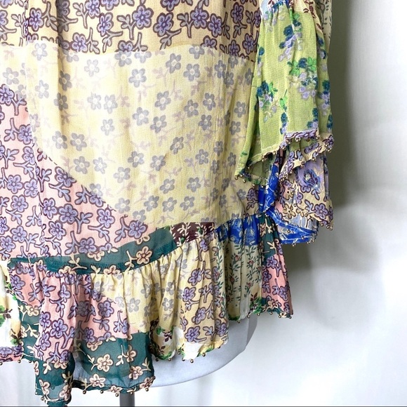 NWT Anthropologie FLOREAT Floral Top Patchwork Beaded Fairycore Cottagecore XS - Picture 9 of 13